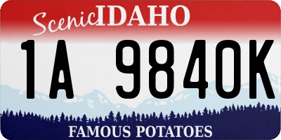 ID license plate 1A9840K