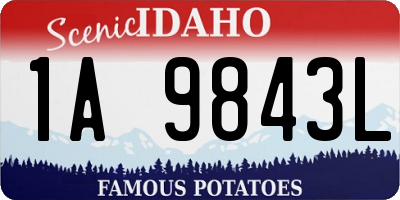 ID license plate 1A9843L