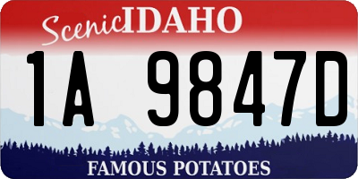 ID license plate 1A9847D