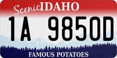 ID license plate 1A9850D