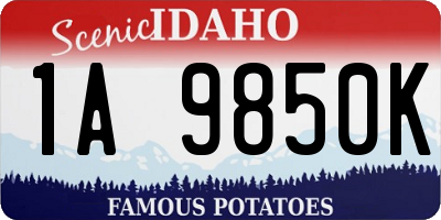 ID license plate 1A9850K