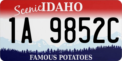 ID license plate 1A9852C