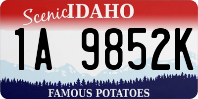 ID license plate 1A9852K