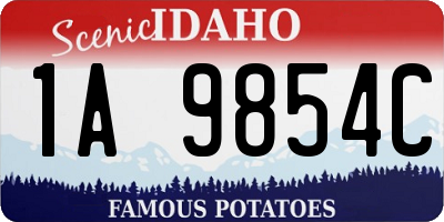 ID license plate 1A9854C
