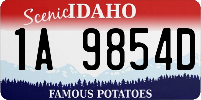 ID license plate 1A9854D
