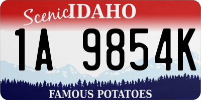 ID license plate 1A9854K