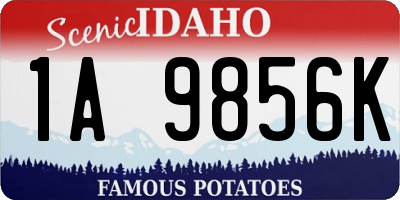 ID license plate 1A9856K