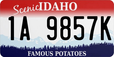 ID license plate 1A9857K