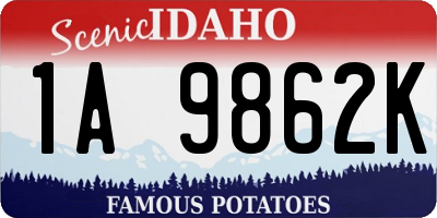 ID license plate 1A9862K