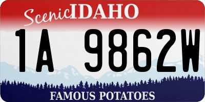 ID license plate 1A9862W