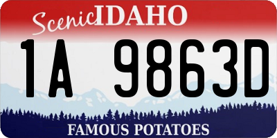 ID license plate 1A9863D