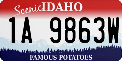 ID license plate 1A9863W