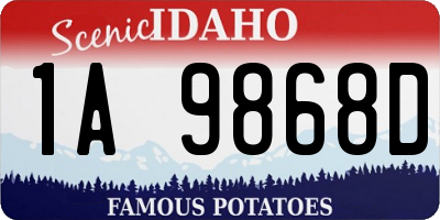ID license plate 1A9868D
