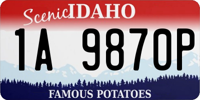 ID license plate 1A9870P