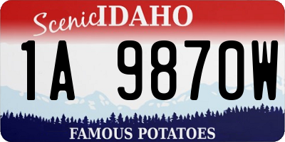 ID license plate 1A9870W