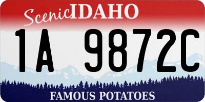ID license plate 1A9872C