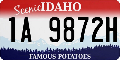 ID license plate 1A9872H