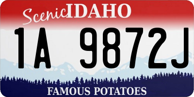 ID license plate 1A9872J