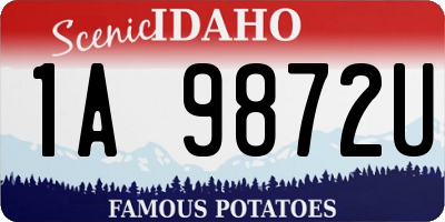 ID license plate 1A9872U