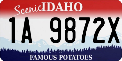 ID license plate 1A9872X