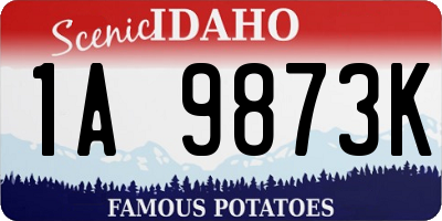 ID license plate 1A9873K