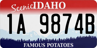 ID license plate 1A9874B