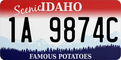 ID license plate 1A9874C