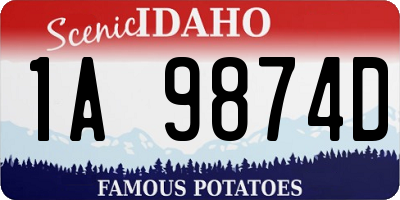 ID license plate 1A9874D