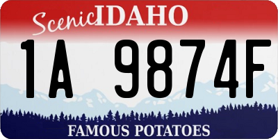 ID license plate 1A9874F