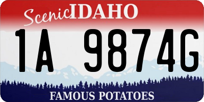 ID license plate 1A9874G
