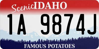 ID license plate 1A9874J