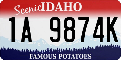 ID license plate 1A9874K