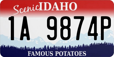 ID license plate 1A9874P