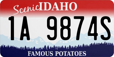 ID license plate 1A9874S