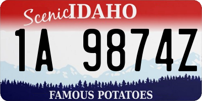 ID license plate 1A9874Z