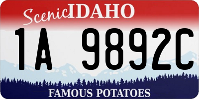 ID license plate 1A9892C