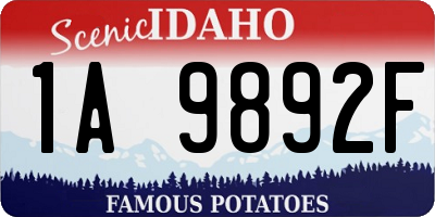ID license plate 1A9892F