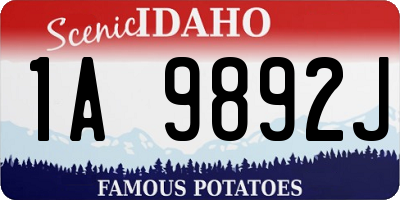 ID license plate 1A9892J
