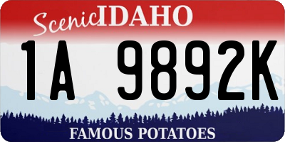 ID license plate 1A9892K