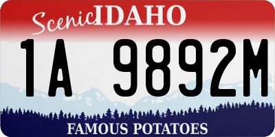 ID license plate 1A9892M