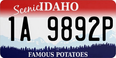 ID license plate 1A9892P