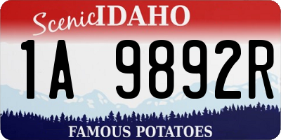 ID license plate 1A9892R