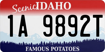 ID license plate 1A9892T