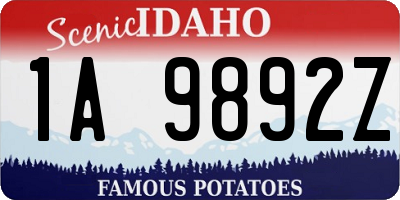 ID license plate 1A9892Z