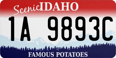 ID license plate 1A9893C