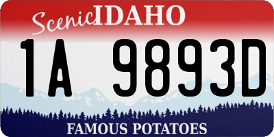ID license plate 1A9893D