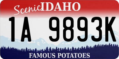 ID license plate 1A9893K