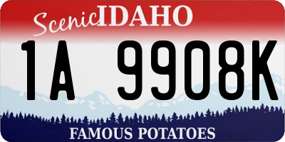 ID license plate 1A9908K