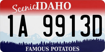 ID license plate 1A9913D