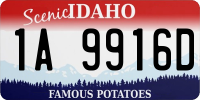 ID license plate 1A9916D